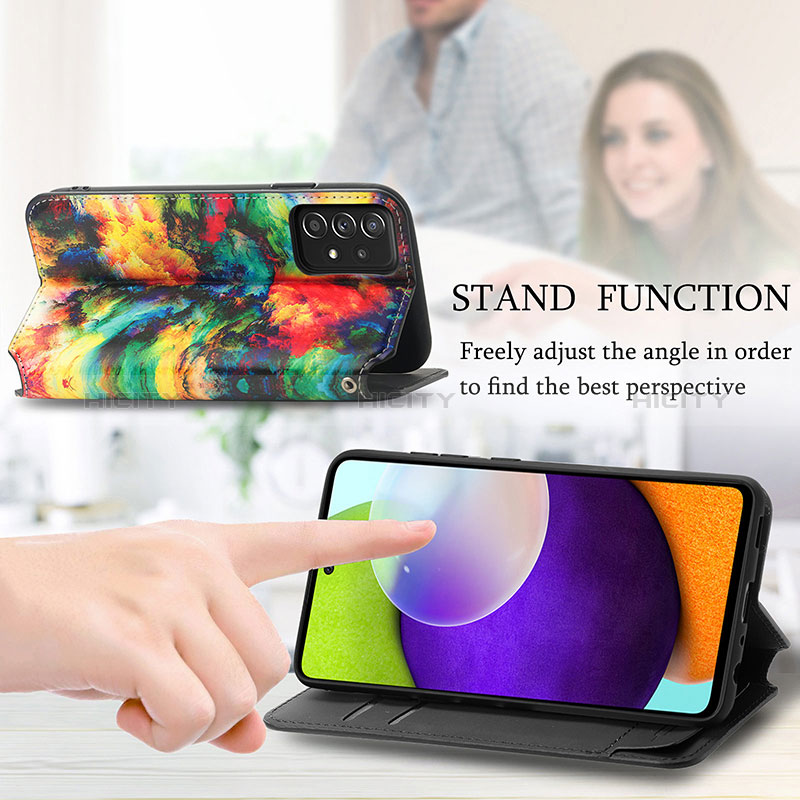 Handytasche Stand Schutzhülle Flip Leder Hülle Modisch Muster S02D für Samsung Galaxy A52s 5G groß