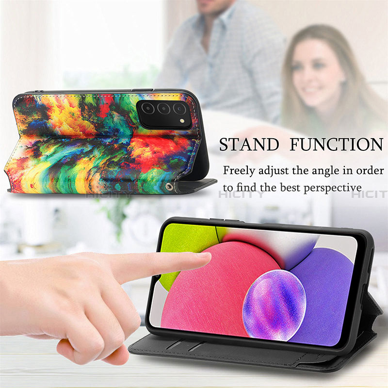 Handytasche Stand Schutzhülle Flip Leder Hülle Modisch Muster S02D für Samsung Galaxy F02S SM-E025F groß