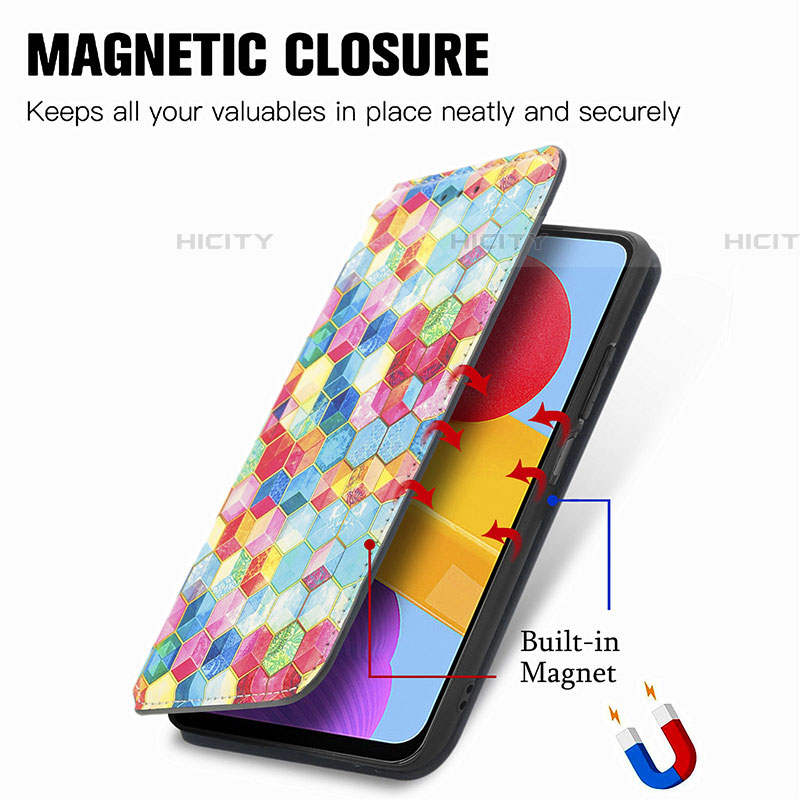 Handytasche Stand Schutzhülle Flip Leder Hülle Modisch Muster S02D für Samsung Galaxy F13 4G groß