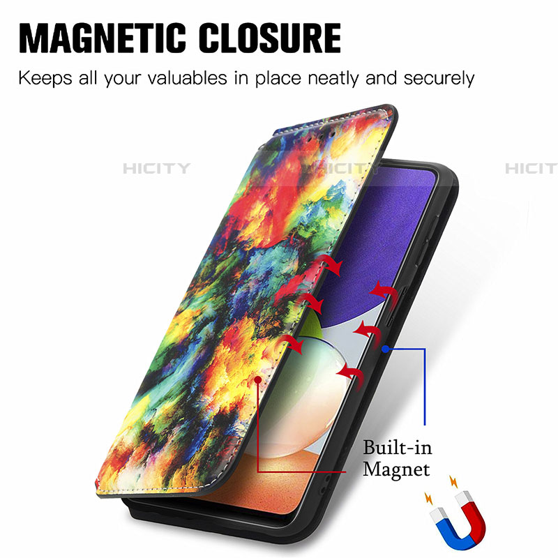 Handytasche Stand Schutzhülle Flip Leder Hülle Modisch Muster S02D für Samsung Galaxy F42 5G groß