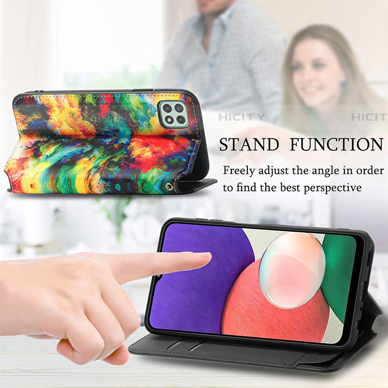 Handytasche Stand Schutzhülle Flip Leder Hülle Modisch Muster S02D für Samsung Galaxy F42 5G groß