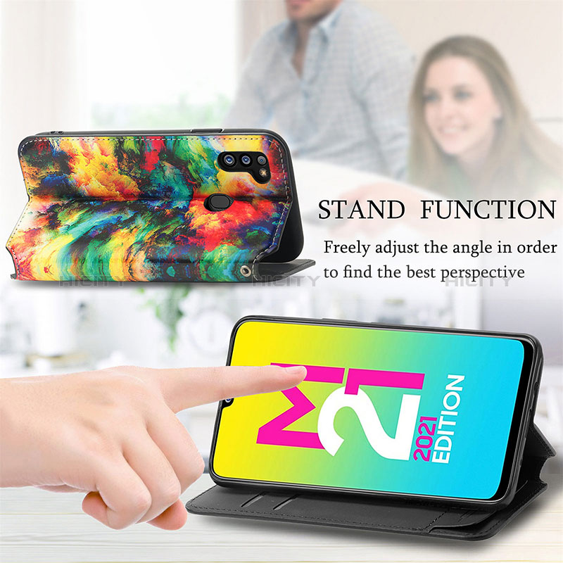 Handytasche Stand Schutzhülle Flip Leder Hülle Modisch Muster S02D für Samsung Galaxy M30s groß