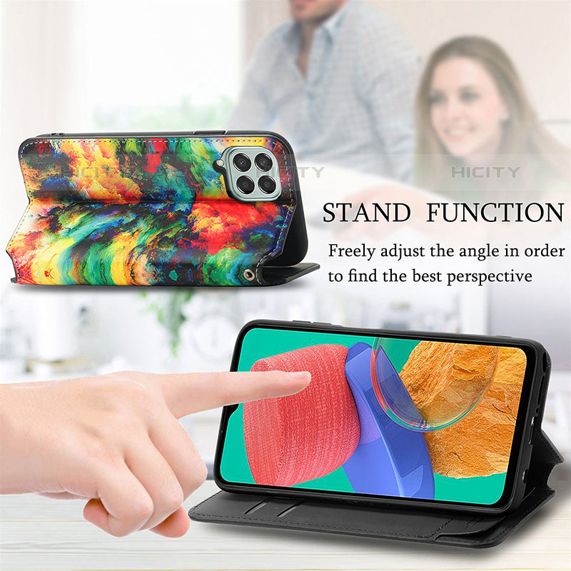 Handytasche Stand Schutzhülle Flip Leder Hülle Modisch Muster S02D für Samsung Galaxy M33 5G groß