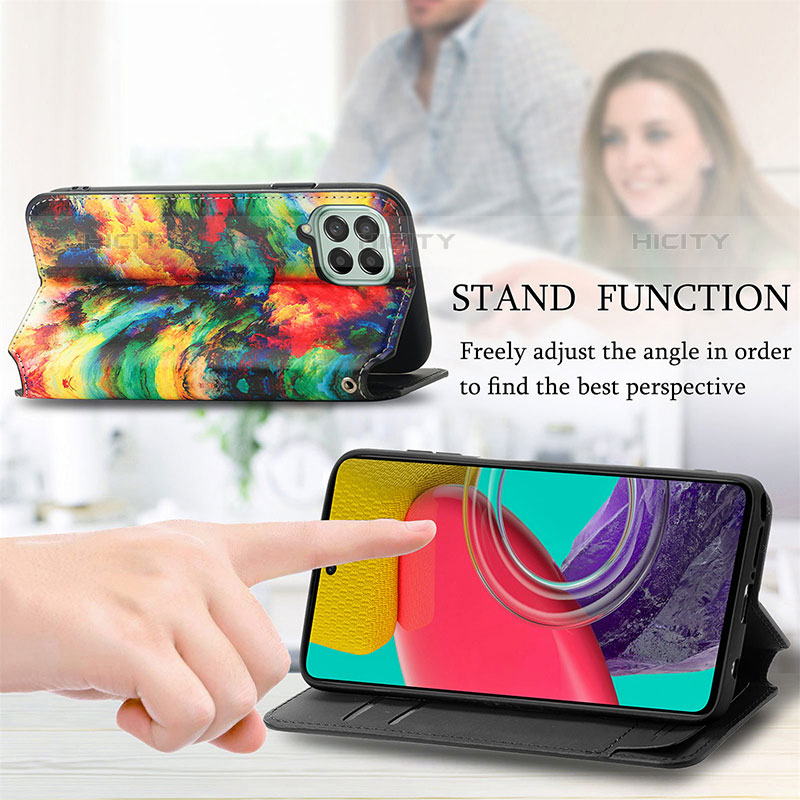 Handytasche Stand Schutzhülle Flip Leder Hülle Modisch Muster S02D für Samsung Galaxy M53 5G groß