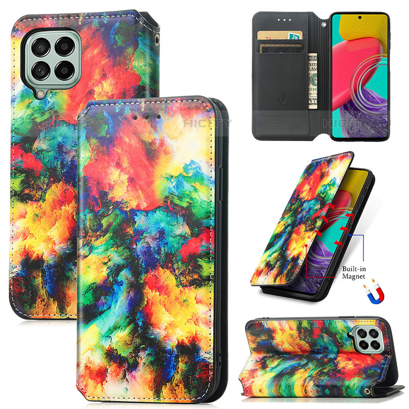 Handytasche Stand Schutzhülle Flip Leder Hülle Modisch Muster S02D für Samsung Galaxy M53 5G groß