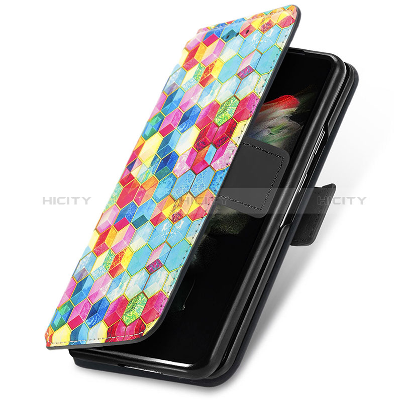 Handytasche Stand Schutzhülle Flip Leder Hülle Modisch Muster S02D für Samsung Galaxy Z Fold3 5G