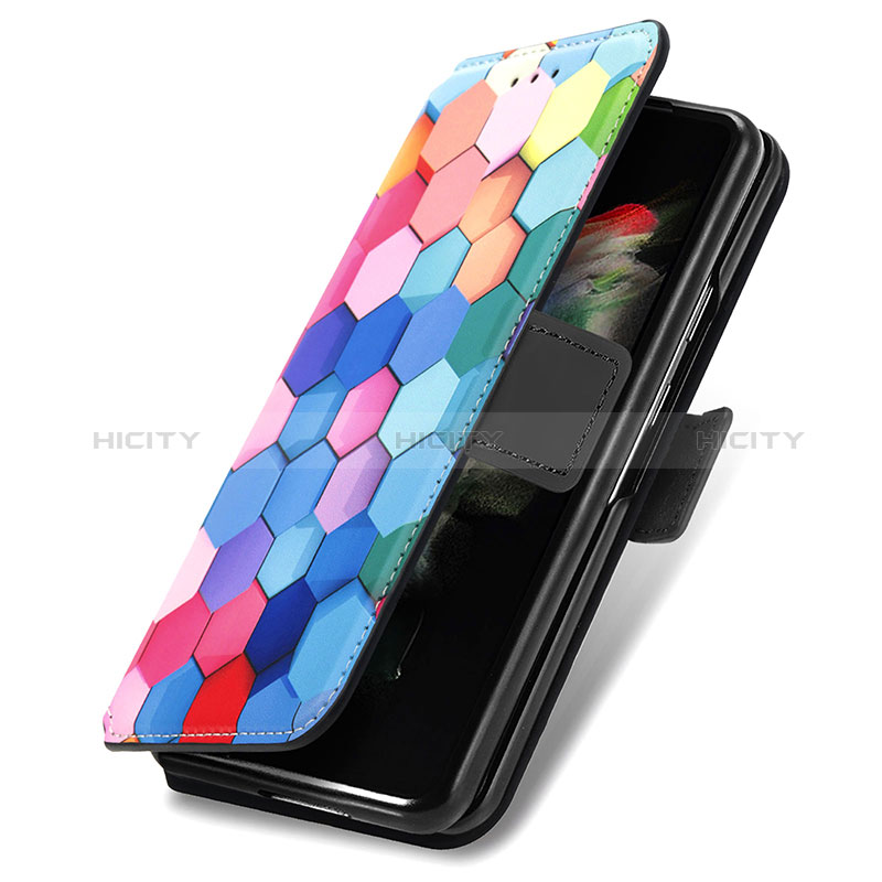 Handytasche Stand Schutzhülle Flip Leder Hülle Modisch Muster S02D für Samsung Galaxy Z Fold3 5G