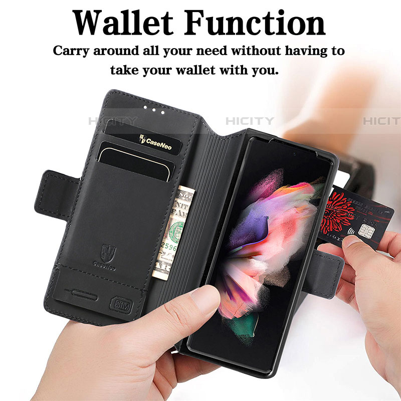 Handytasche Stand Schutzhülle Flip Leder Hülle Modisch Muster S02D für Samsung Galaxy Z Fold4 5G groß