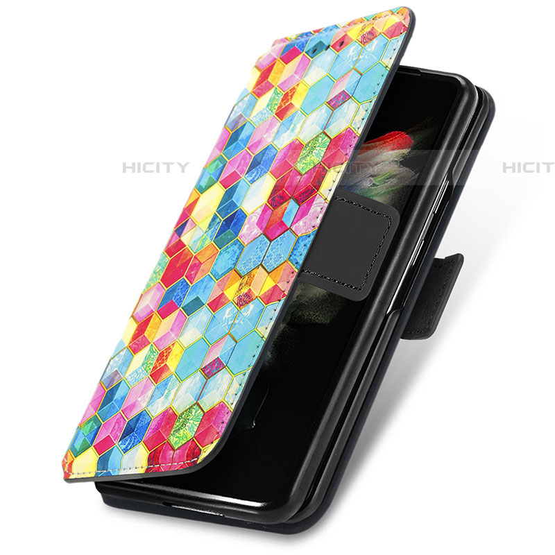 Handytasche Stand Schutzhülle Flip Leder Hülle Modisch Muster S02D für Samsung Galaxy Z Fold4 5G groß