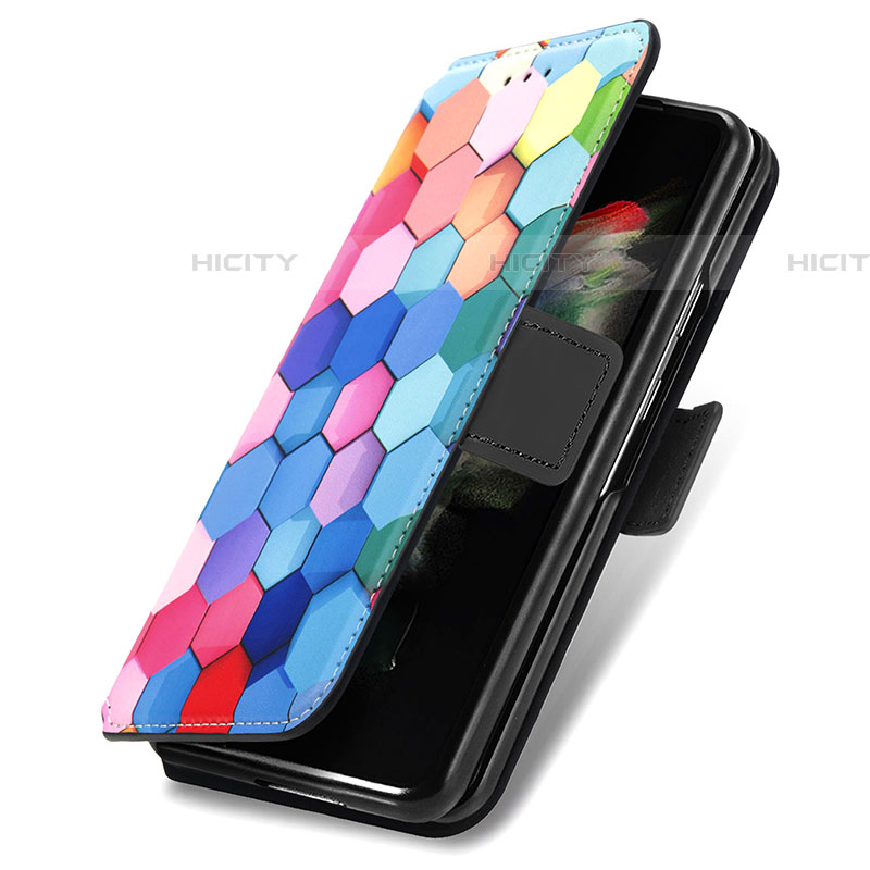 Handytasche Stand Schutzhülle Flip Leder Hülle Modisch Muster S02D für Samsung Galaxy Z Fold4 5G groß