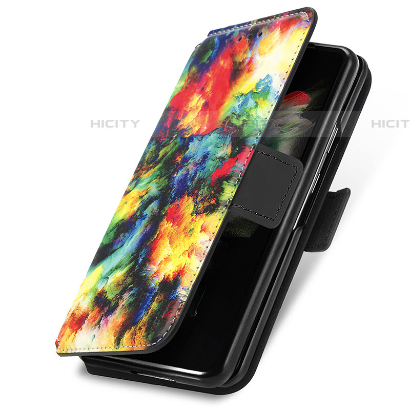 Handytasche Stand Schutzhülle Flip Leder Hülle Modisch Muster S02D für Samsung Galaxy Z Fold4 5G Fuchsie