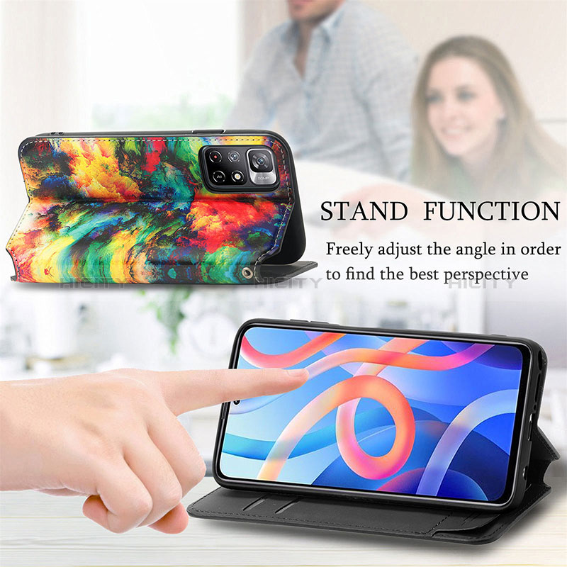 Handytasche Stand Schutzhülle Flip Leder Hülle Modisch Muster S02D für Xiaomi Poco M4 Pro 5G groß