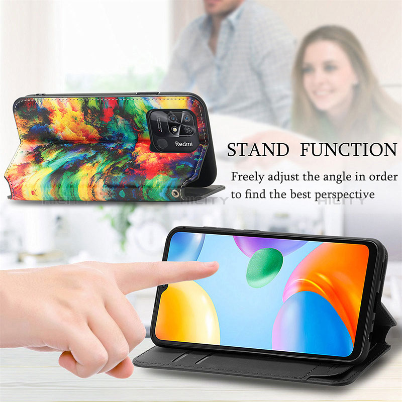 Handytasche Stand Schutzhülle Flip Leder Hülle Modisch Muster S02D für Xiaomi Redmi 10 India groß