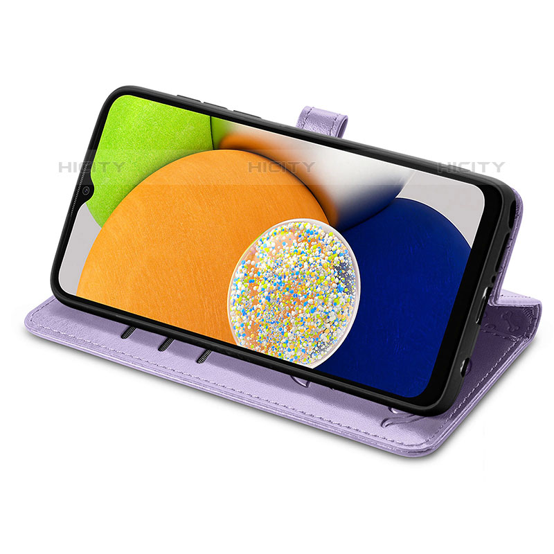 Handytasche Stand Schutzhülle Flip Leder Hülle Modisch Muster S03D für Samsung Galaxy A03 groß