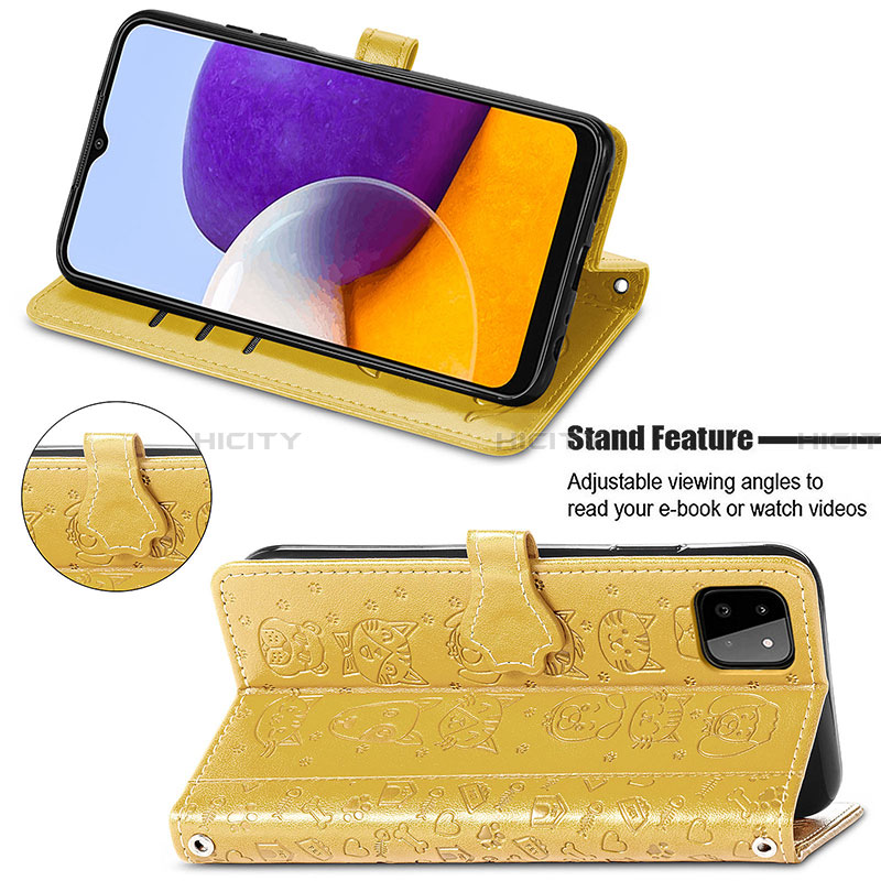 Handytasche Stand Schutzhülle Flip Leder Hülle Modisch Muster S03D für Samsung Galaxy A22 5G groß