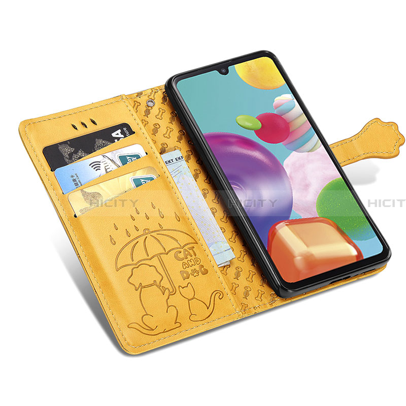 Handytasche Stand Schutzhülle Flip Leder Hülle Modisch Muster S03D für Samsung Galaxy A41 SC-41A groß