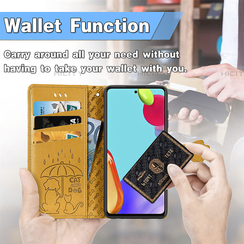 Handytasche Stand Schutzhülle Flip Leder Hülle Modisch Muster S03D für Samsung Galaxy A52 4G groß