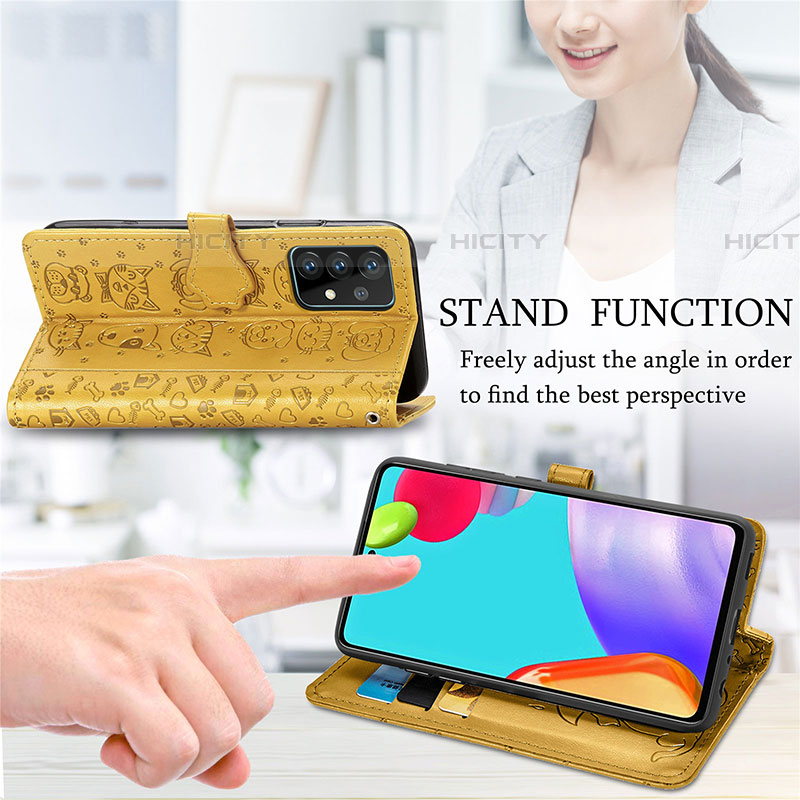 Handytasche Stand Schutzhülle Flip Leder Hülle Modisch Muster S03D für Samsung Galaxy A52 4G groß