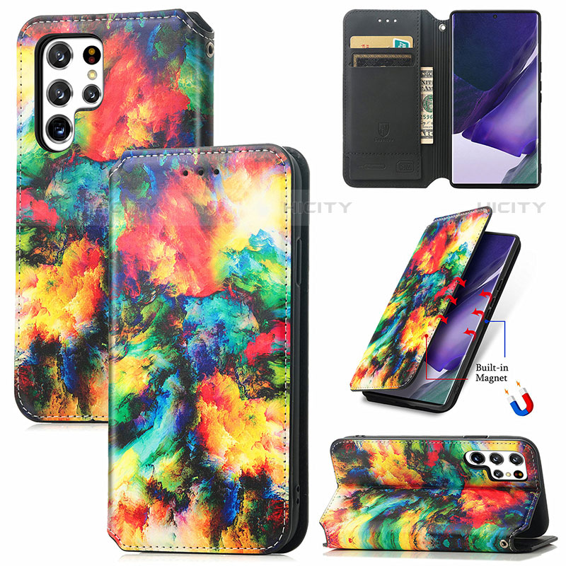 Handytasche Stand Schutzhülle Flip Leder Hülle Modisch Muster S03D für Samsung Galaxy S21 Ultra 5G