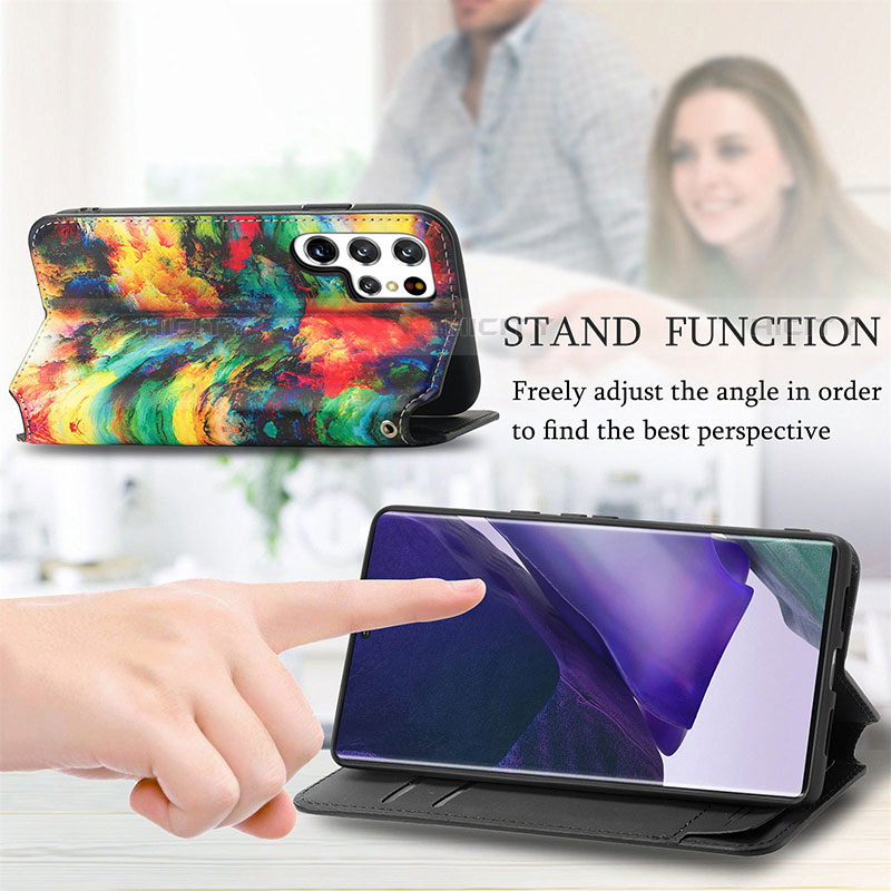 Handytasche Stand Schutzhülle Flip Leder Hülle Modisch Muster S03D für Samsung Galaxy S23 Ultra 5G