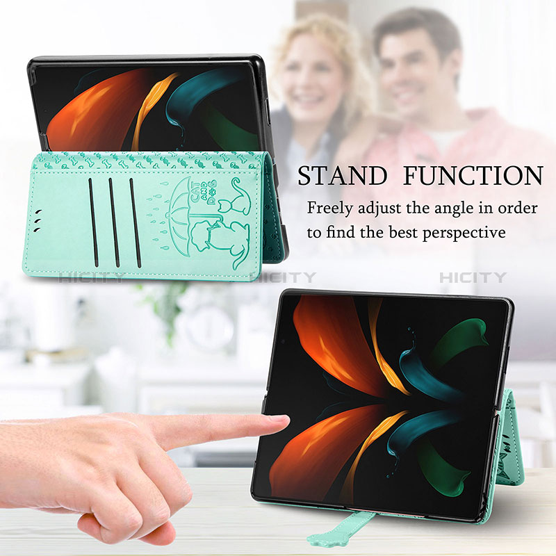 Handytasche Stand Schutzhülle Flip Leder Hülle Modisch Muster S03D für Samsung Galaxy Z Fold3 5G groß