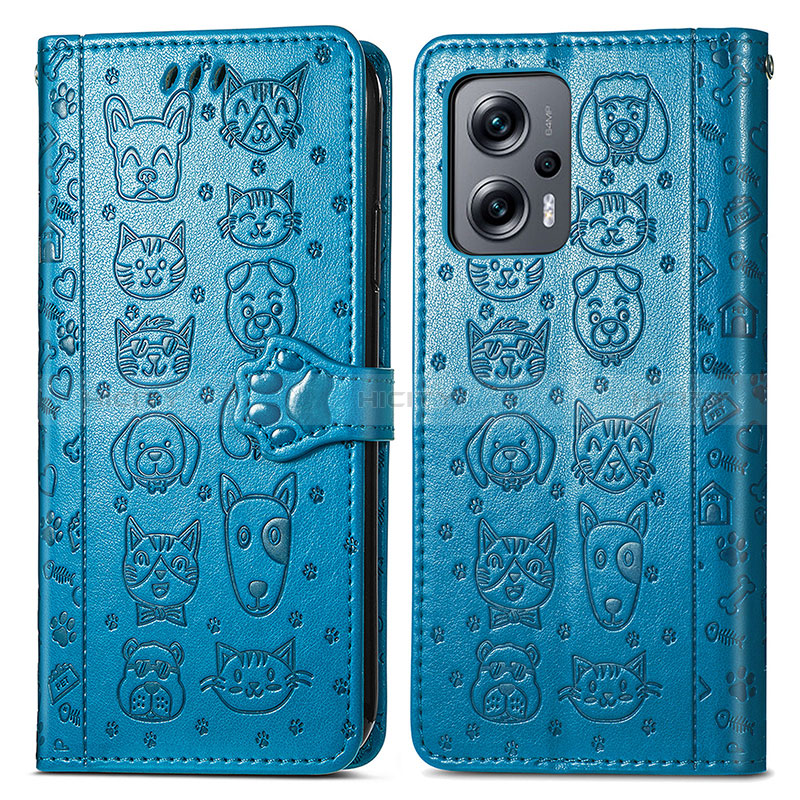Handytasche Stand Schutzhülle Flip Leder Hülle Modisch Muster S03D für Xiaomi Redmi Note 11T Pro+ Plus 5G Blau