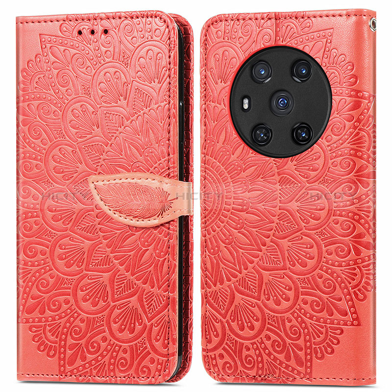 Handytasche Stand Schutzhülle Flip Leder Hülle Modisch Muster S04D für Huawei Honor Magic3 5G Rot Plus