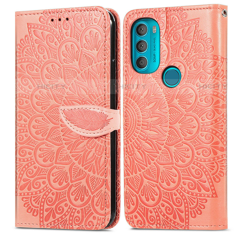 Handytasche Stand Schutzhülle Flip Leder Hülle Modisch Muster S04D für Motorola Moto G71 5G Orange