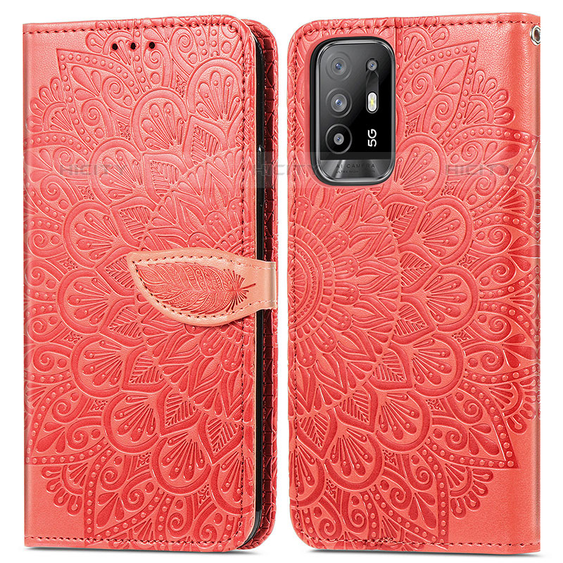 Handytasche Stand Schutzhülle Flip Leder Hülle Modisch Muster S04D für Oppo Reno5 Z 5G Rot