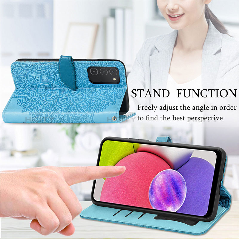 Handytasche Stand Schutzhülle Flip Leder Hülle Modisch Muster S04D für Samsung Galaxy A02s groß