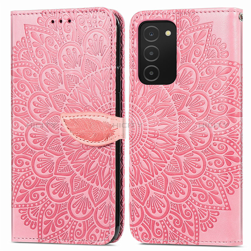 Handytasche Stand Schutzhülle Flip Leder Hülle Modisch Muster S04D für Samsung Galaxy A02s Rosegold Plus