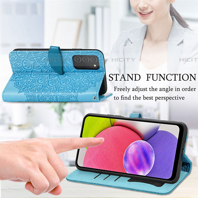 Handytasche Stand Schutzhülle Flip Leder Hülle Modisch Muster S04D für Samsung Galaxy A03s