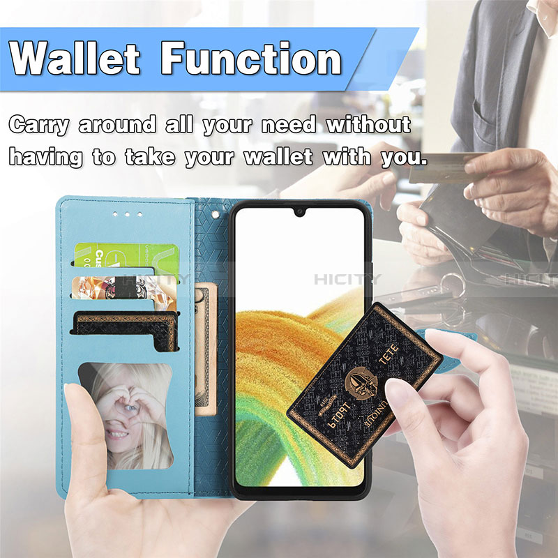 Handytasche Stand Schutzhülle Flip Leder Hülle Modisch Muster S04D für Samsung Galaxy A13 4G groß