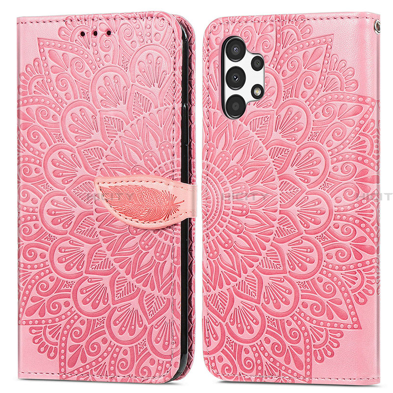 Handytasche Stand Schutzhülle Flip Leder Hülle Modisch Muster S04D für Samsung Galaxy A13 4G Rosegold