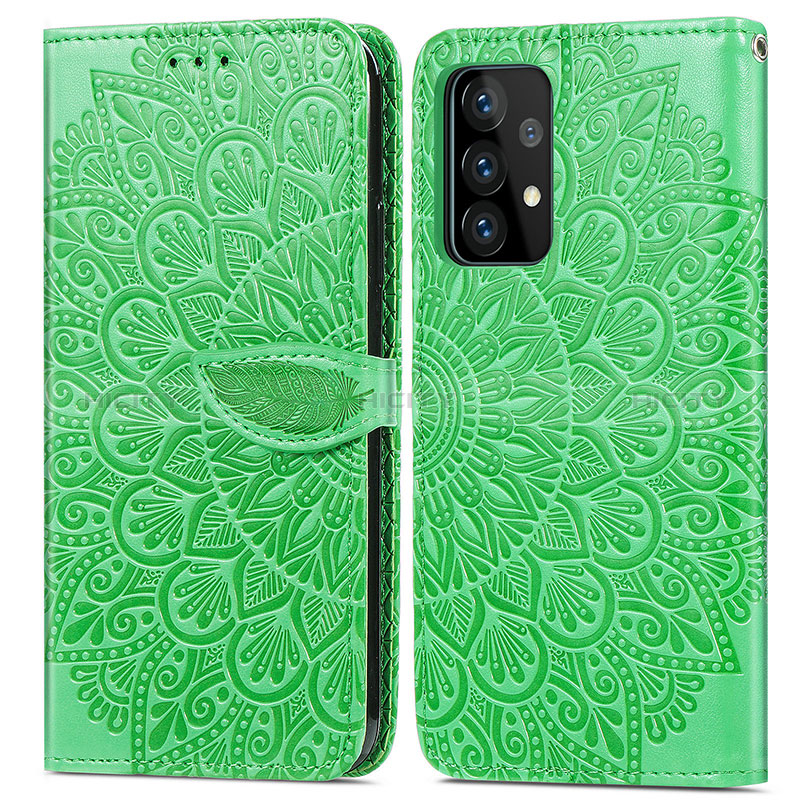 Handytasche Stand Schutzhülle Flip Leder Hülle Modisch Muster S04D für Samsung Galaxy A52s 5G Grün