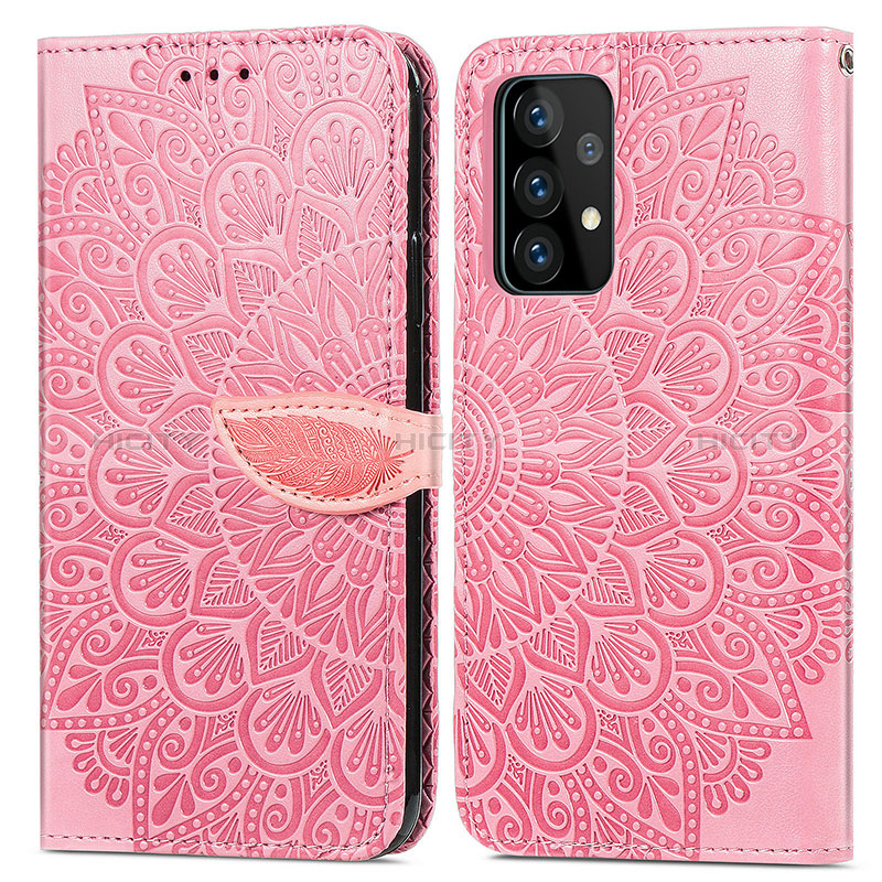 Handytasche Stand Schutzhülle Flip Leder Hülle Modisch Muster S04D für Samsung Galaxy A52s 5G Rosegold Plus