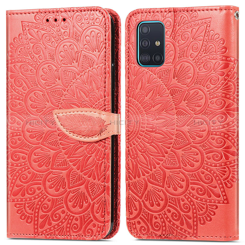 Handytasche Stand Schutzhülle Flip Leder Hülle Modisch Muster S04D für Samsung Galaxy A71 5G Rot