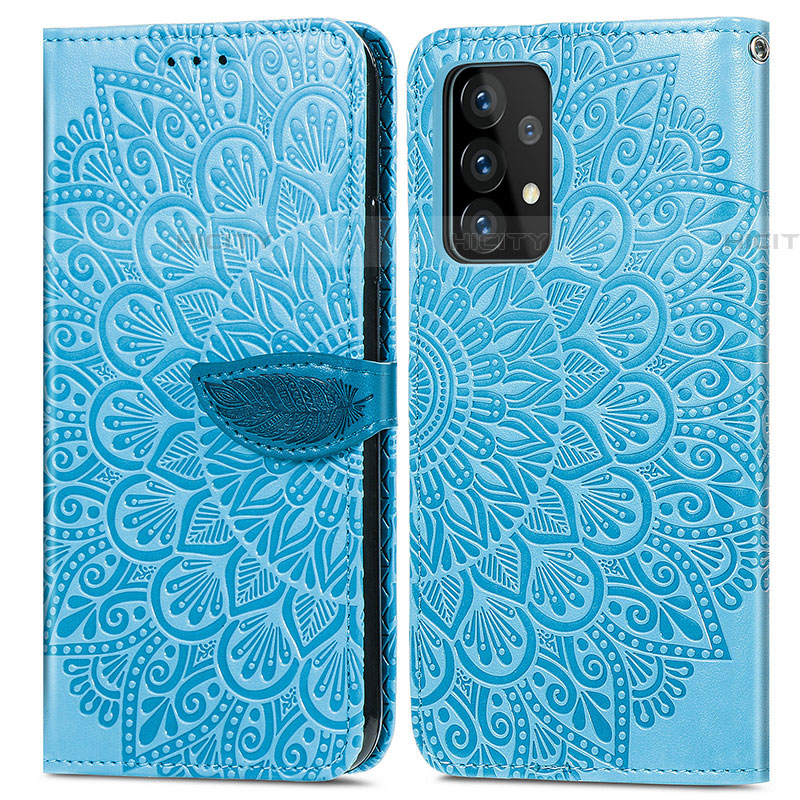 Handytasche Stand Schutzhülle Flip Leder Hülle Modisch Muster S04D für Samsung Galaxy A72 4G Blau