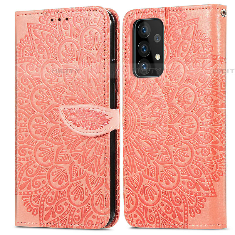 Handytasche Stand Schutzhülle Flip Leder Hülle Modisch Muster S04D für Samsung Galaxy A72 4G Orange