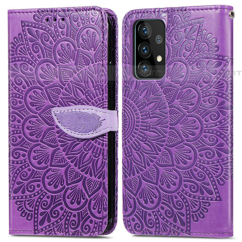 Handytasche Stand Schutzhülle Flip Leder Hülle Modisch Muster S04D für Samsung Galaxy A72 4G Violett Plus