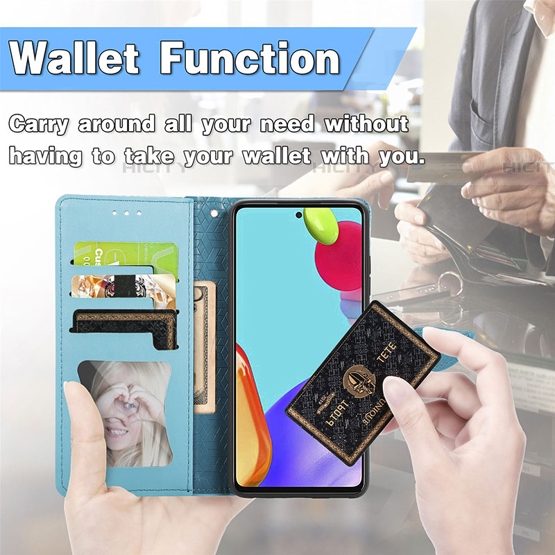 Handytasche Stand Schutzhülle Flip Leder Hülle Modisch Muster S04D für Samsung Galaxy A72 5G groß