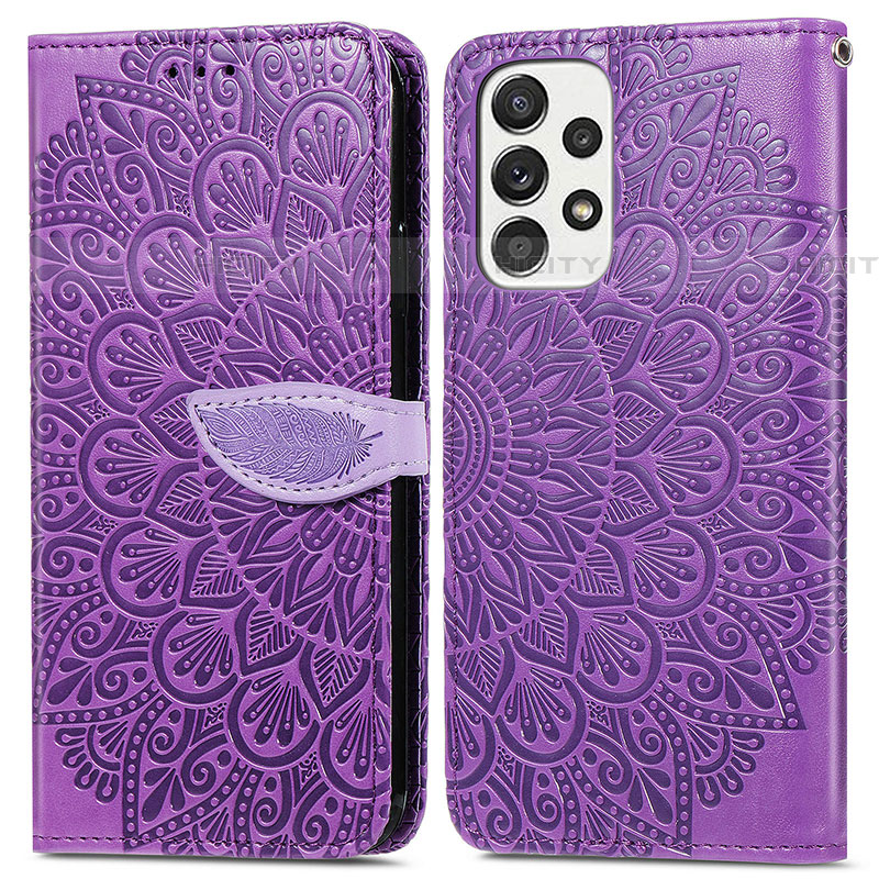 Handytasche Stand Schutzhülle Flip Leder Hülle Modisch Muster S04D für Samsung Galaxy A73 5G Violett