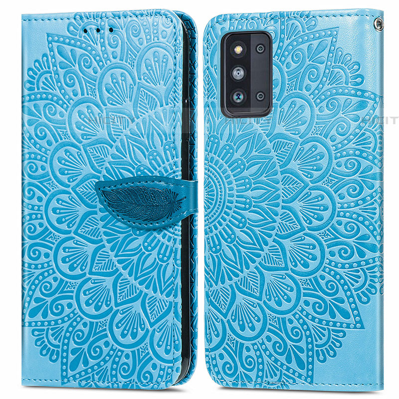 Handytasche Stand Schutzhülle Flip Leder Hülle Modisch Muster S04D für Samsung Galaxy F52 5G Blau Plus