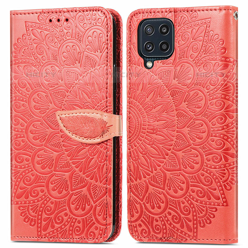 Handytasche Stand Schutzhülle Flip Leder Hülle Modisch Muster S04D für Samsung Galaxy M32 4G Rot