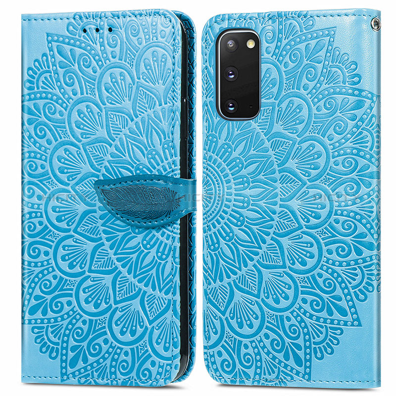 Handytasche Stand Schutzhülle Flip Leder Hülle Modisch Muster S04D für Samsung Galaxy S20 5G Blau