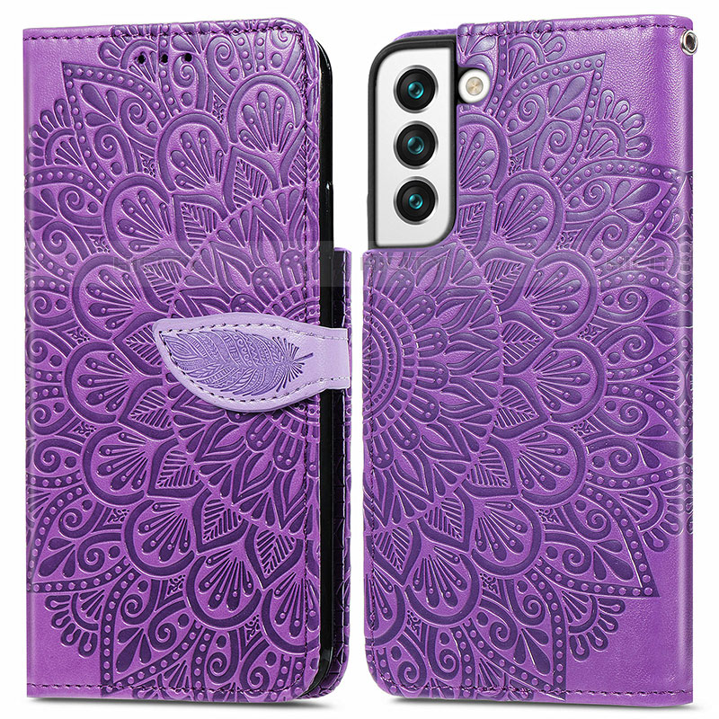 Handytasche Stand Schutzhülle Flip Leder Hülle Modisch Muster S04D für Samsung Galaxy S21 FE 5G Violett