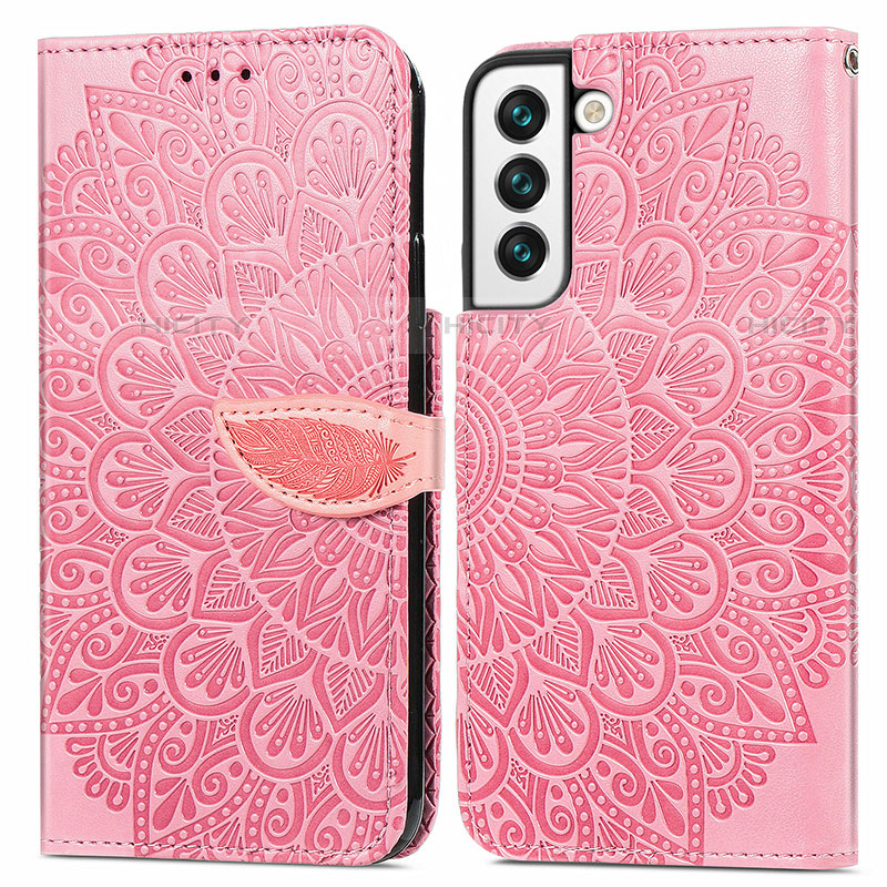 Handytasche Stand Schutzhülle Flip Leder Hülle Modisch Muster S04D für Samsung Galaxy S21 Plus 5G Rosegold Plus