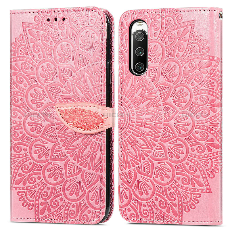 Handytasche Stand Schutzhülle Flip Leder Hülle Modisch Muster S04D für Sony Xperia 10 IV Rosegold Plus