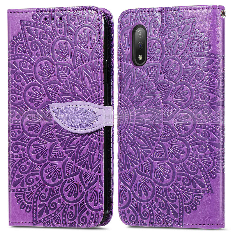 Handytasche Stand Schutzhülle Flip Leder Hülle Modisch Muster S04D für Sony Xperia Ace II Violett