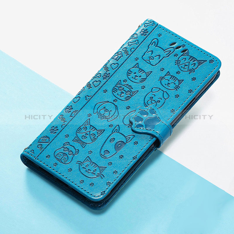 Handytasche Stand Schutzhülle Flip Leder Hülle Modisch Muster S05D für Huawei Enjoy 50 Blau